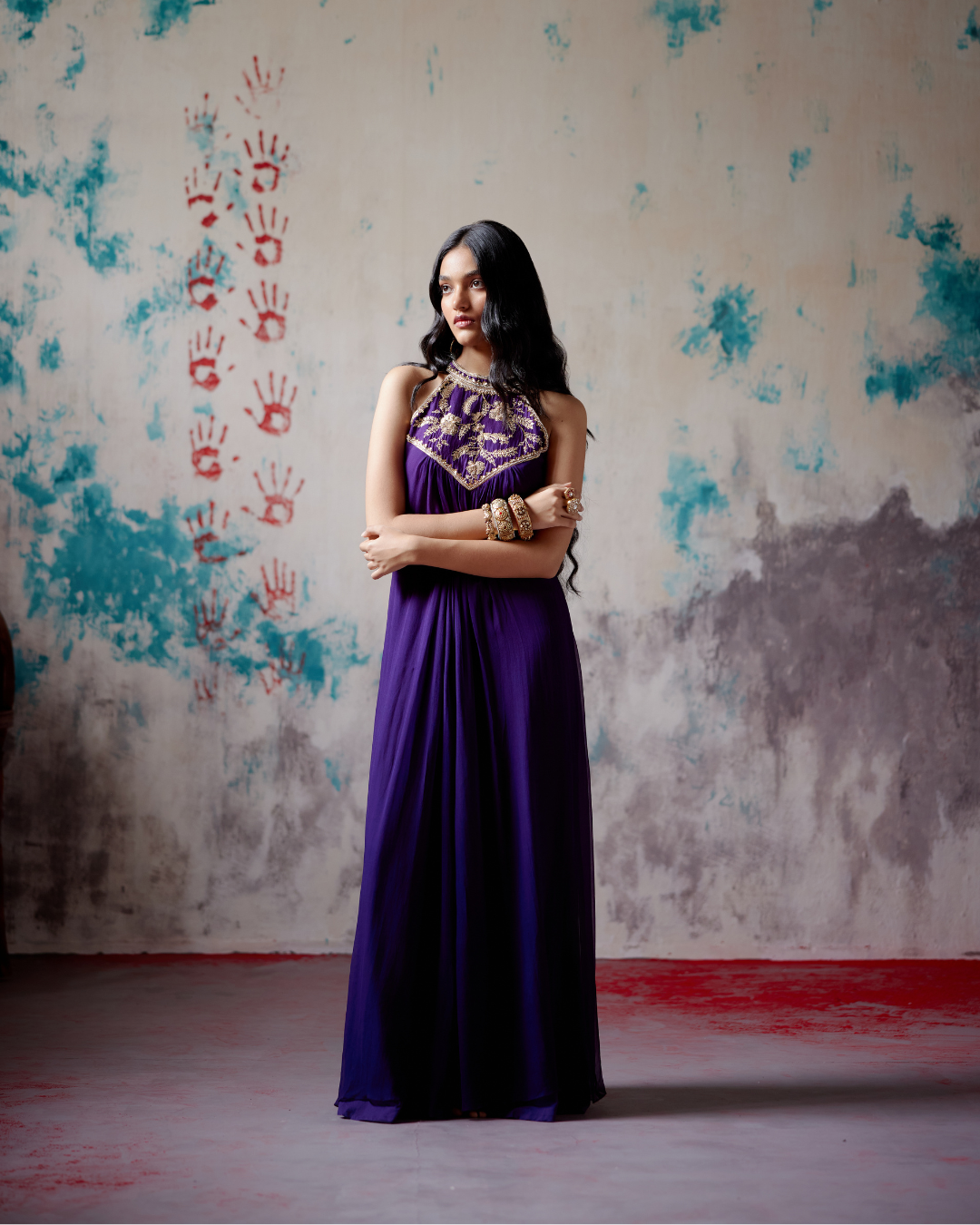 Purple Halter Neck Dress - XS / Chiffon / Purple Purple Halter Neck Dress - XS / Chiffon / Purple