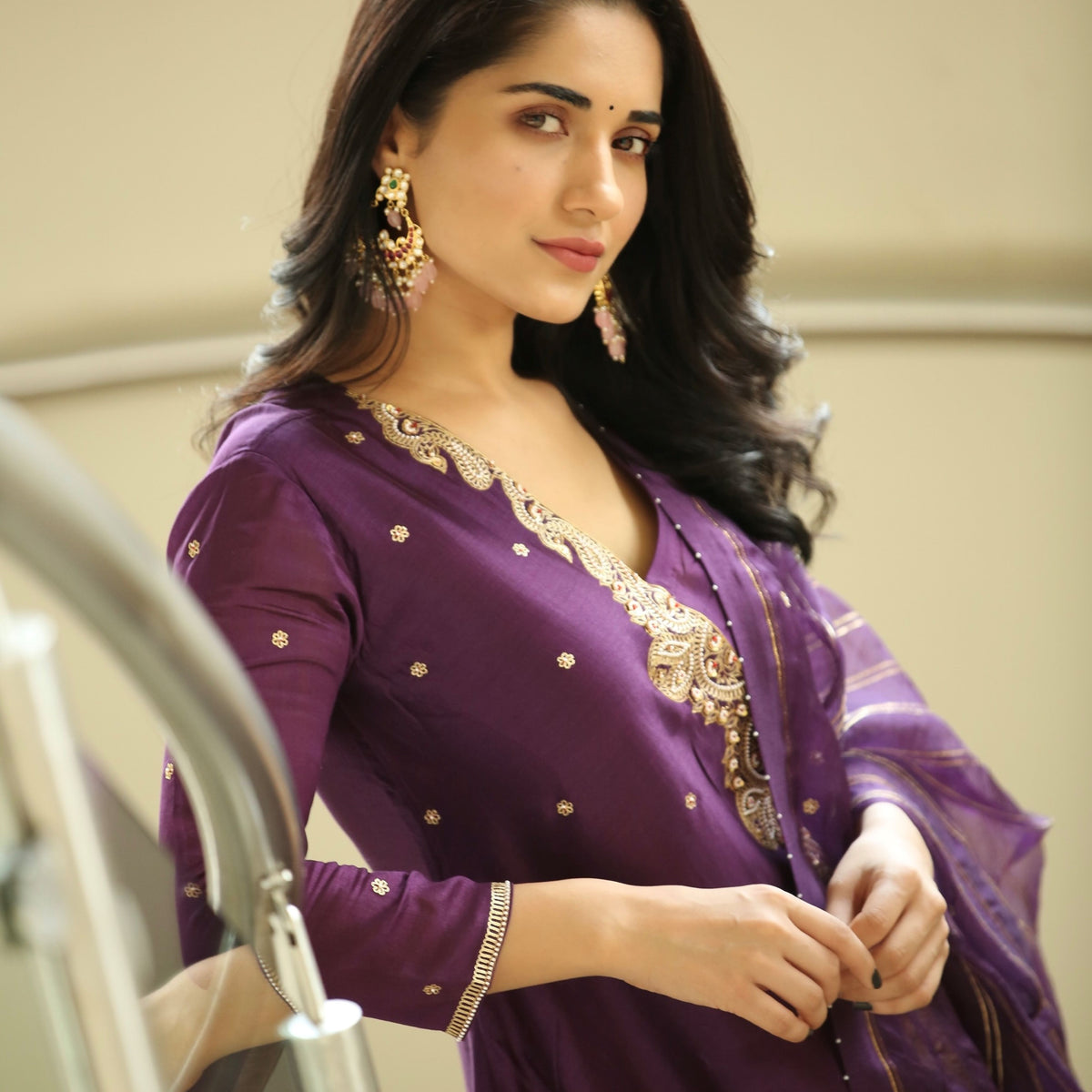 Ruhani Sharma in Our Varnah Hand Embroidered Crossover Kurta Set – Deep ...