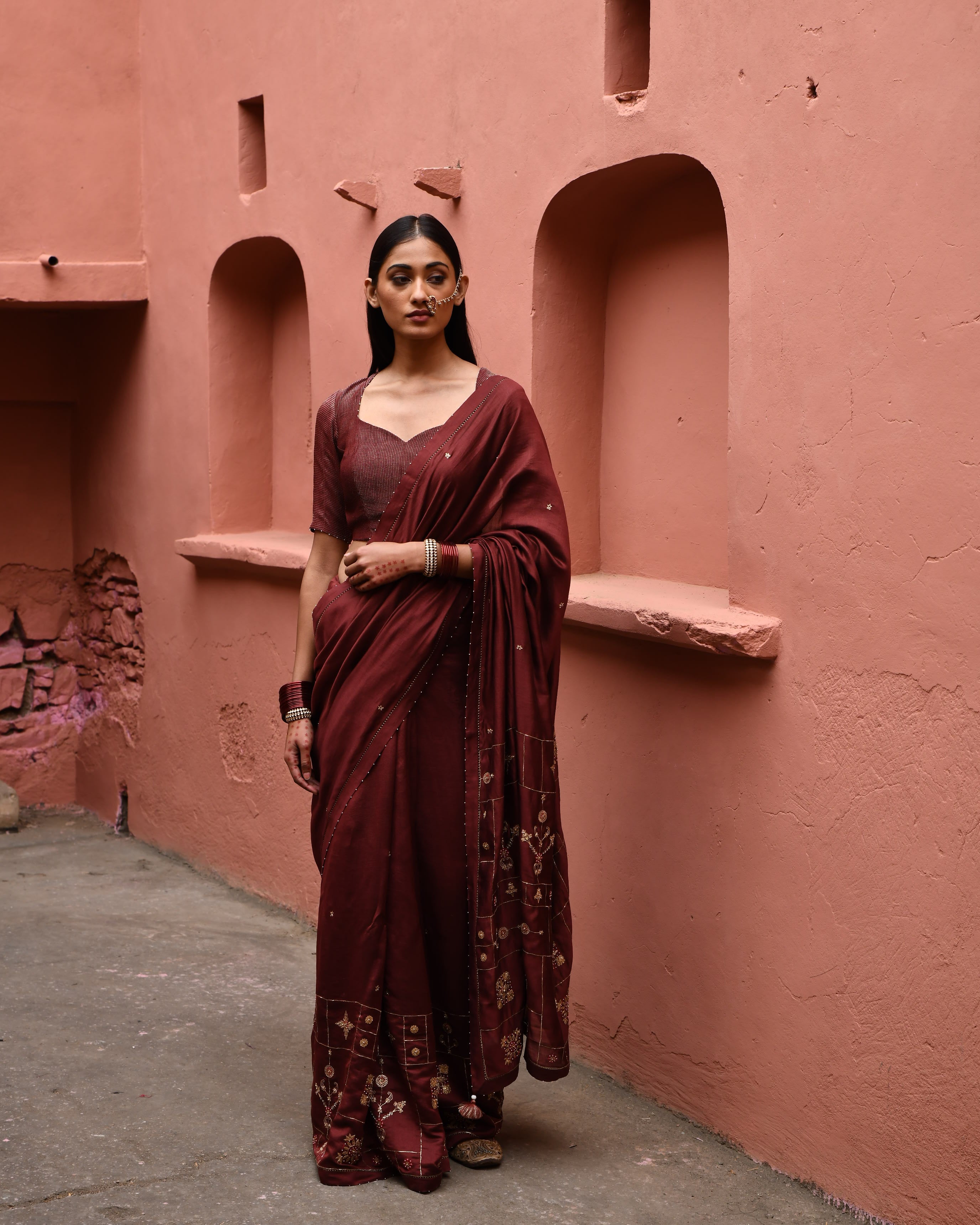 Beautiful Indian woman in saree standing beside sakura tree - AI Generated  Artwork - NightCafe Creator